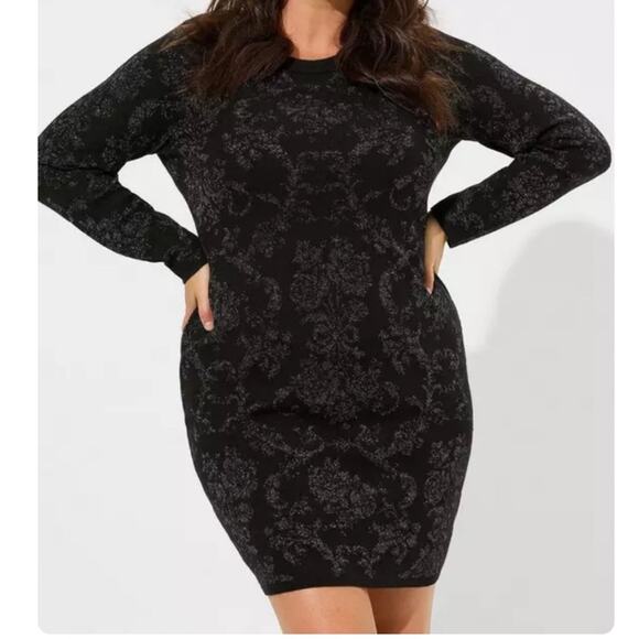 Torrid Black Floral Mini Jacquard Bodycon Dress 3X NWT 41160689 - Picture 1 of 13